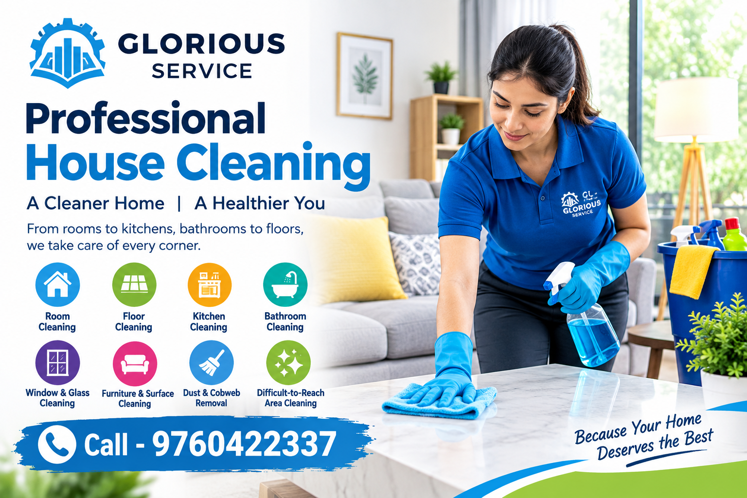 Professional House Cleaning | Call - 9760422337